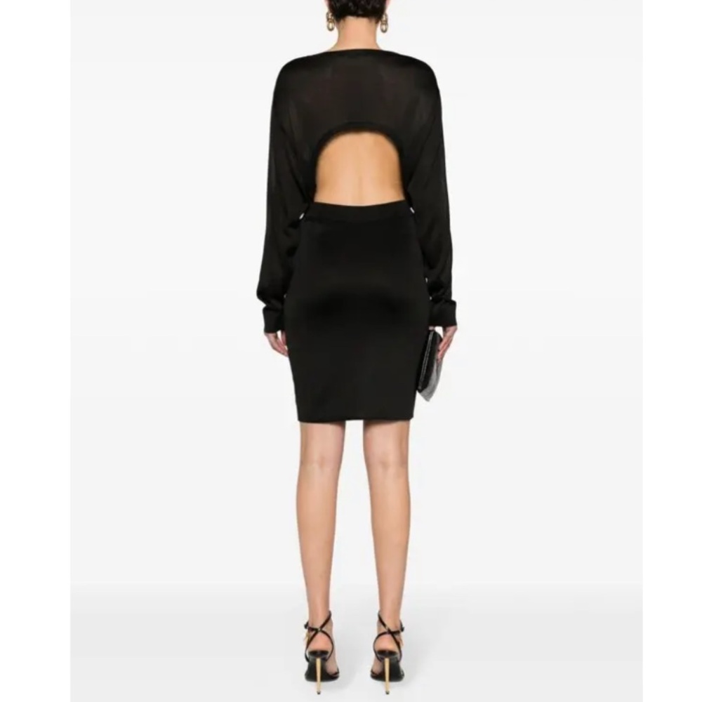 Saint Laurent Open-Back Knit Dress Boat Neck Pencil Skirt size large